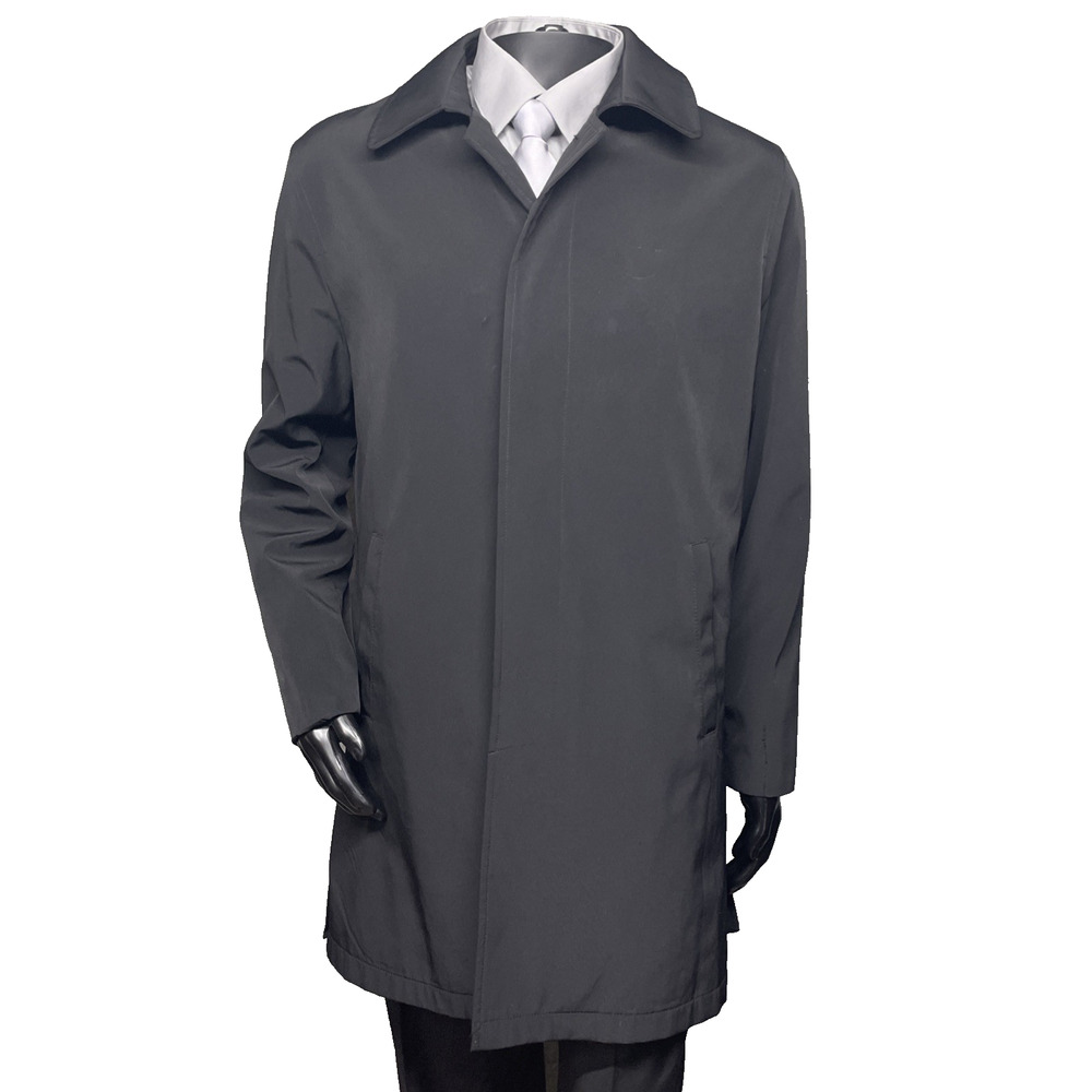 Turnbury Mens 42R Blk Trench Coat Overcoat Removable Wool Liner Raincoat FLAWED